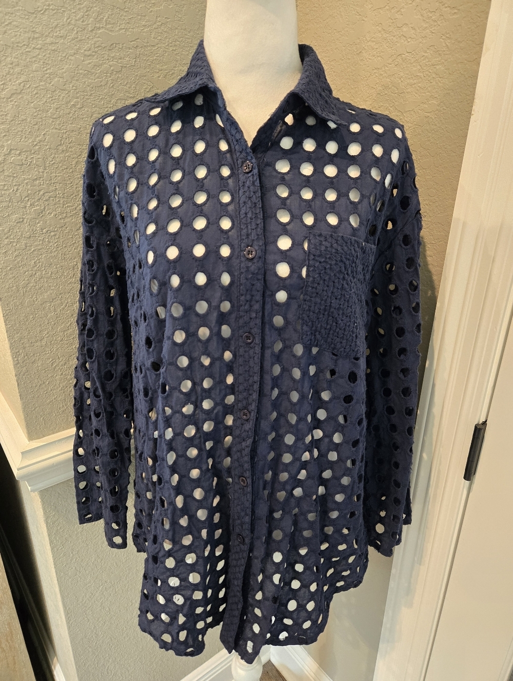 Adiva Eyelet Button Down Tunic